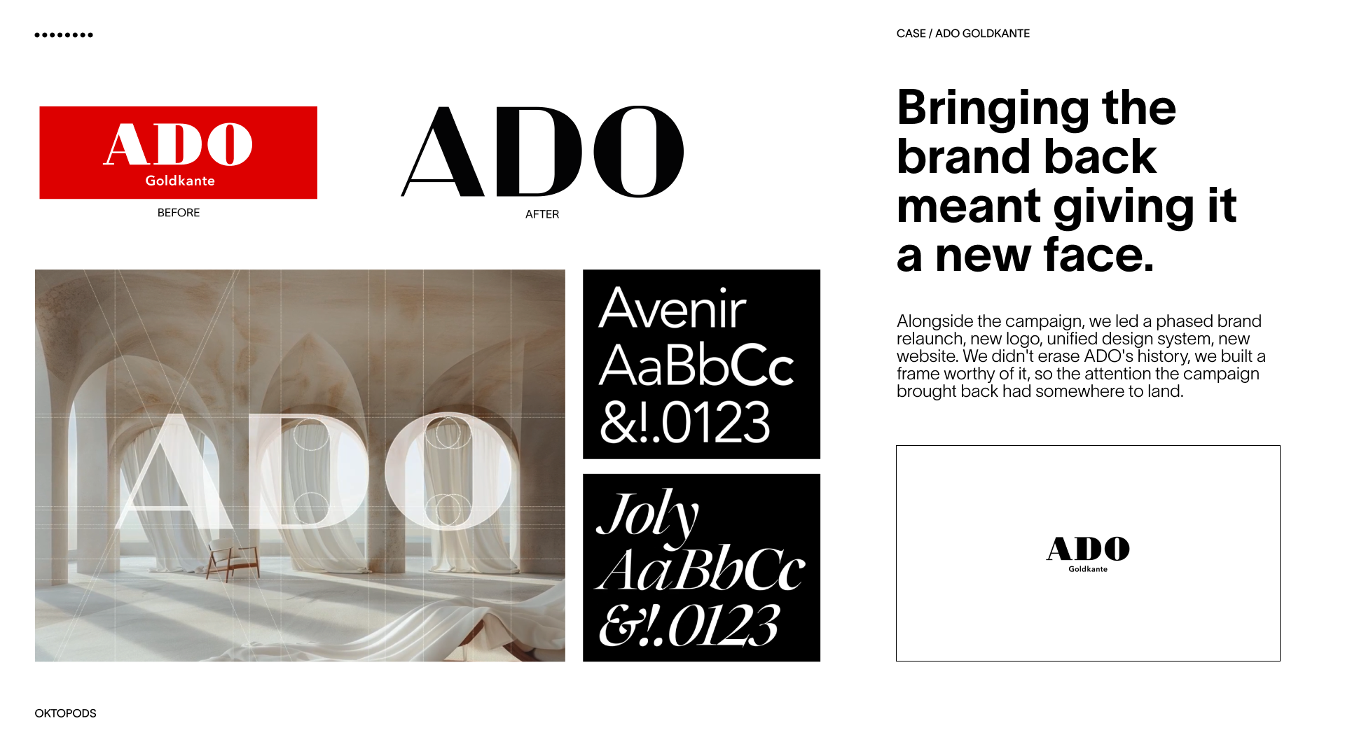 ADO Goldkante: before and after logos, identity construction and typography